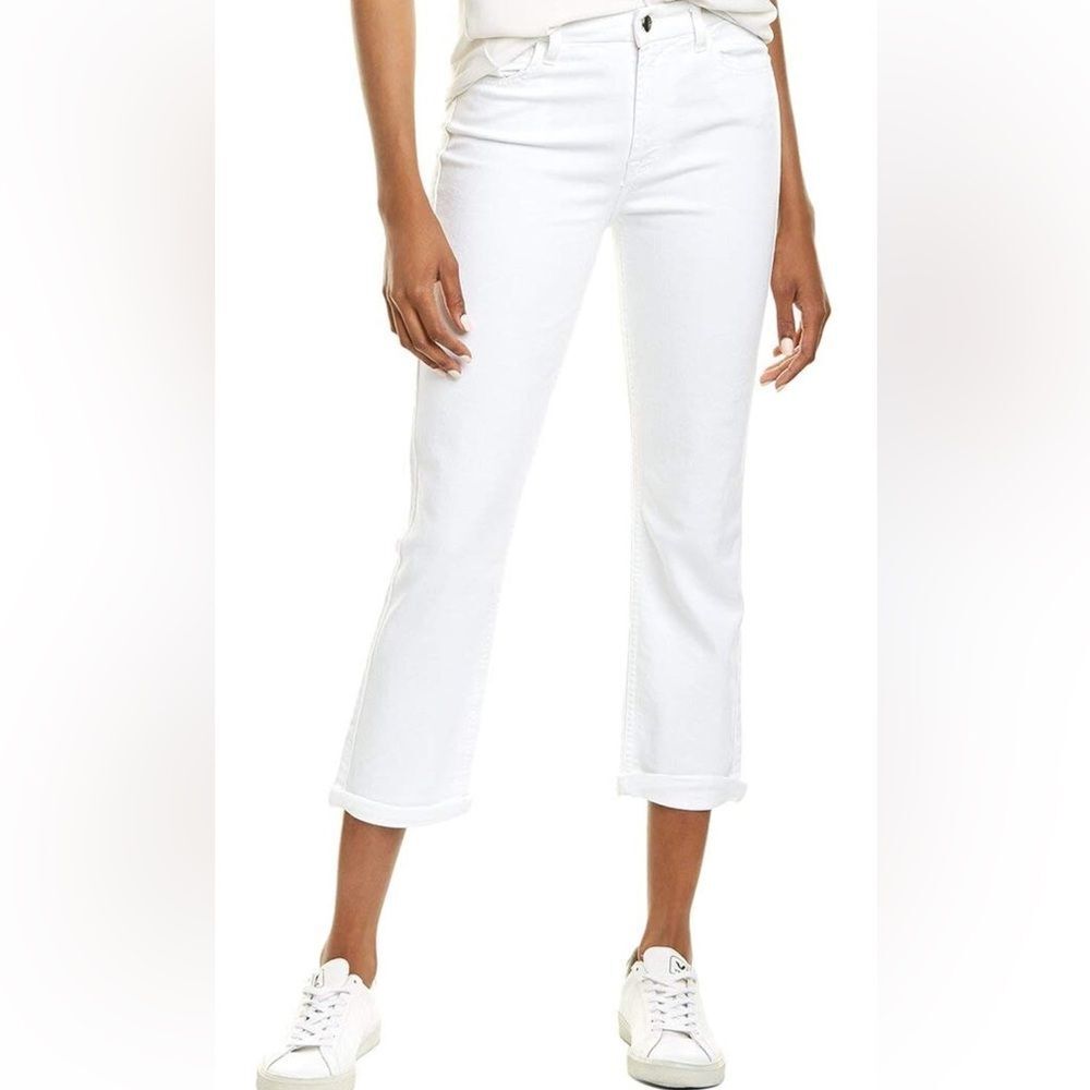 Jen7 by 7 for all man kind Straight Cropped & Roll White Jeans Size 2 Like New